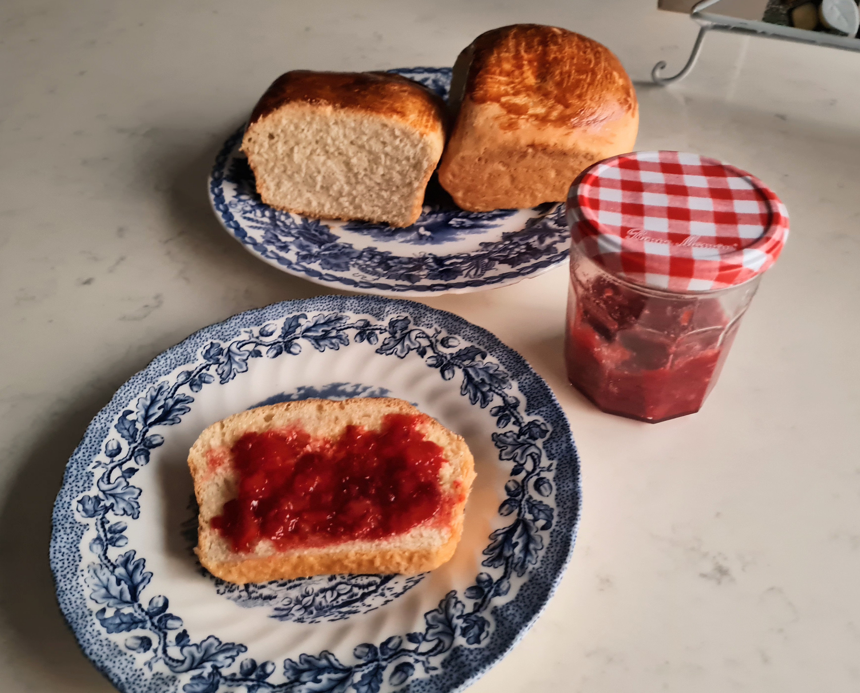 Homemade strawberry jam and bread